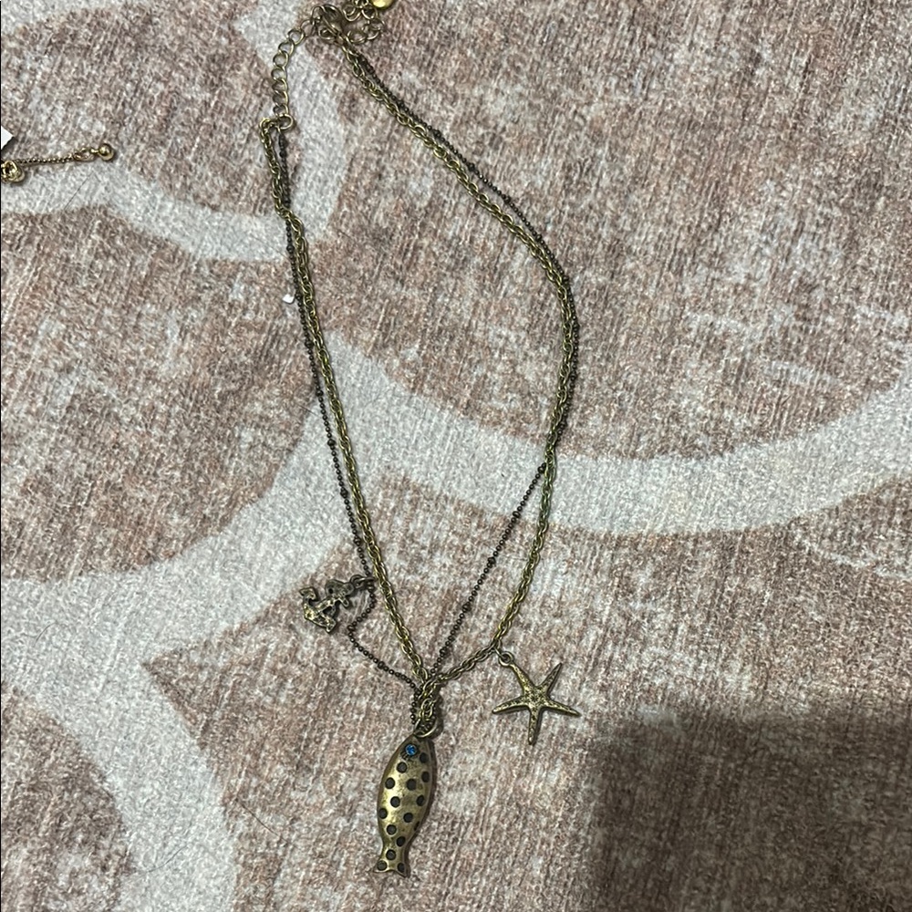 Betsey Johnson Gold Fish and Starfish Necklace